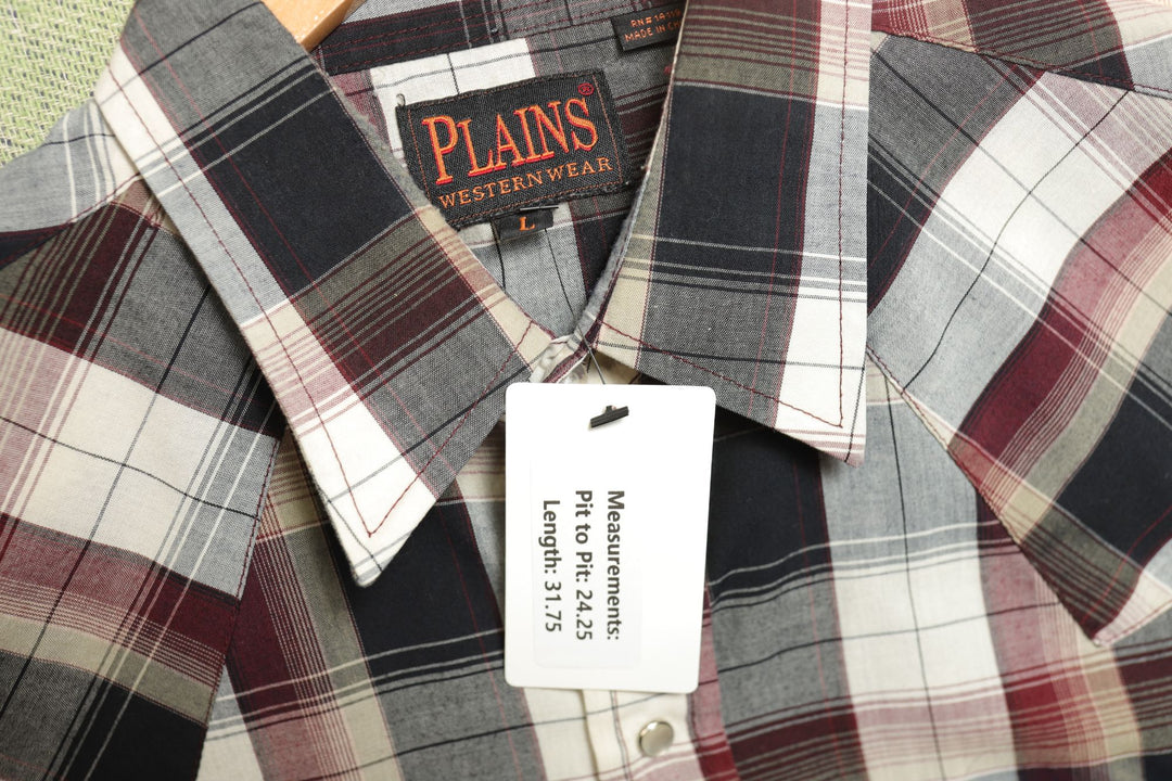 Plains Western Wear Vintage Plaid Pearl Snap Shirt 2000s Large