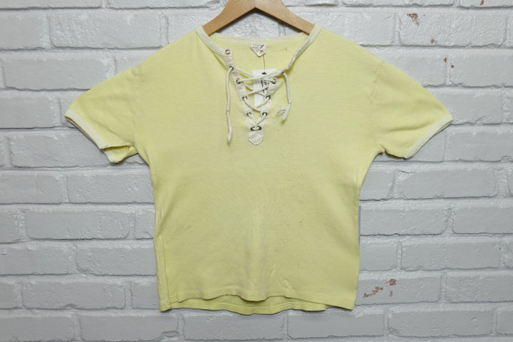 Distressed Vintage Yellow Tunic T Shirt 70s Womens XL