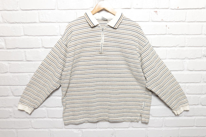 Taaps Striped Vintage Polo Shirt 90s Large