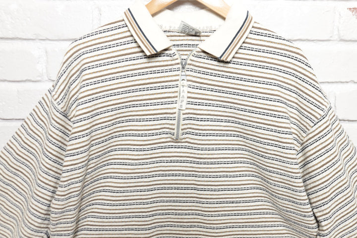 Taaps Striped Vintage Polo Shirt 90s Large