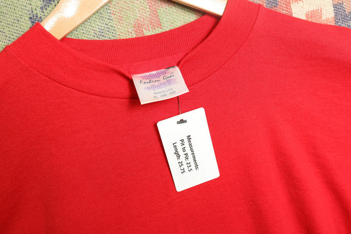 Fashion Gear Vintage Blank Red T Shirt 90s XL