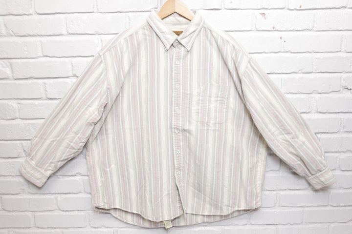 St Johns Bay Vintage Striped Shirt XXL 90s