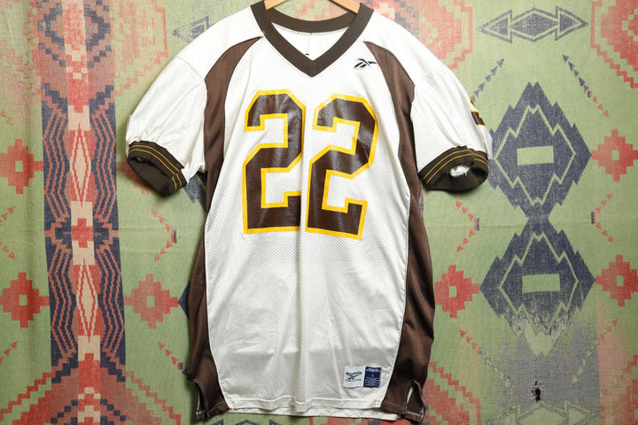 Reebok Vintage Brown and White Football Jersey Large 90s