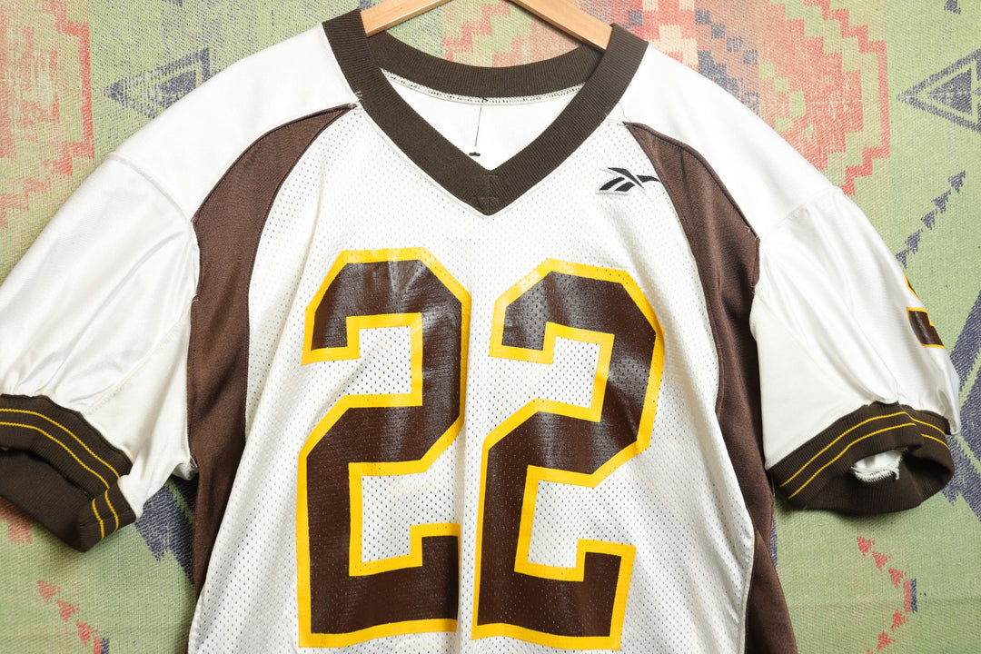 Reebok Vintage Brown and White Football Jersey Large 90s