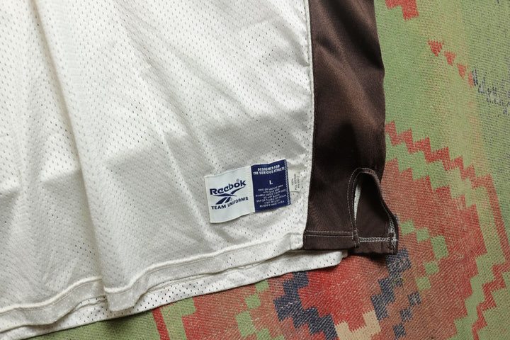 Reebok Vintage Brown and White Football Jersey Large 90s