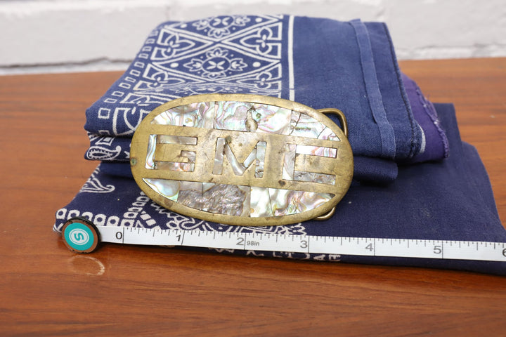 Vintage 70s Brass Abalone GMC Belt Buckle