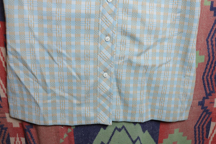 Vintage Plaid Polyester Shirt Size Large 70s