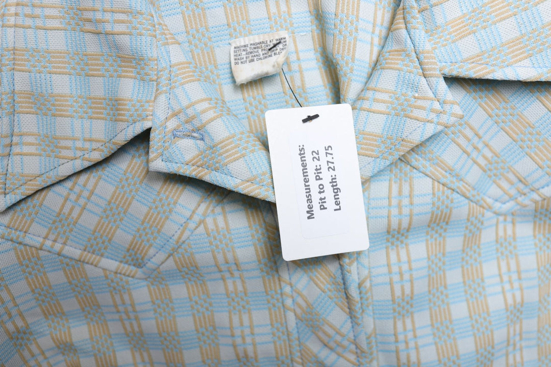 Vintage Plaid Polyester Shirt Size Large 70s
