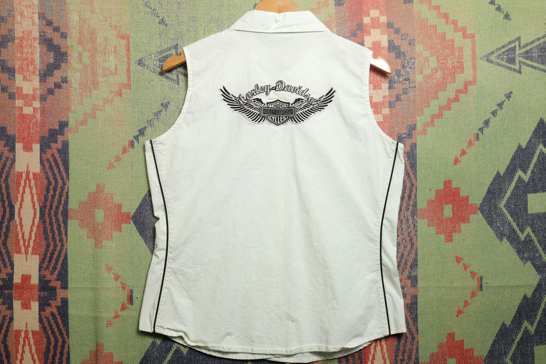 Harley Davidson Vintage Sleeveless Y2k Shirt 2000s Womens Large