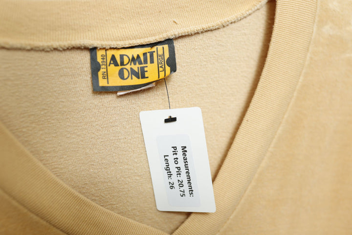 Admit One Vintage Velour V Neck Sweatshirt 80s Large