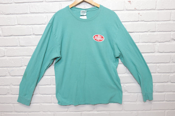 Teal Dr Pepper Long Sleeve T Shirt Size Medium