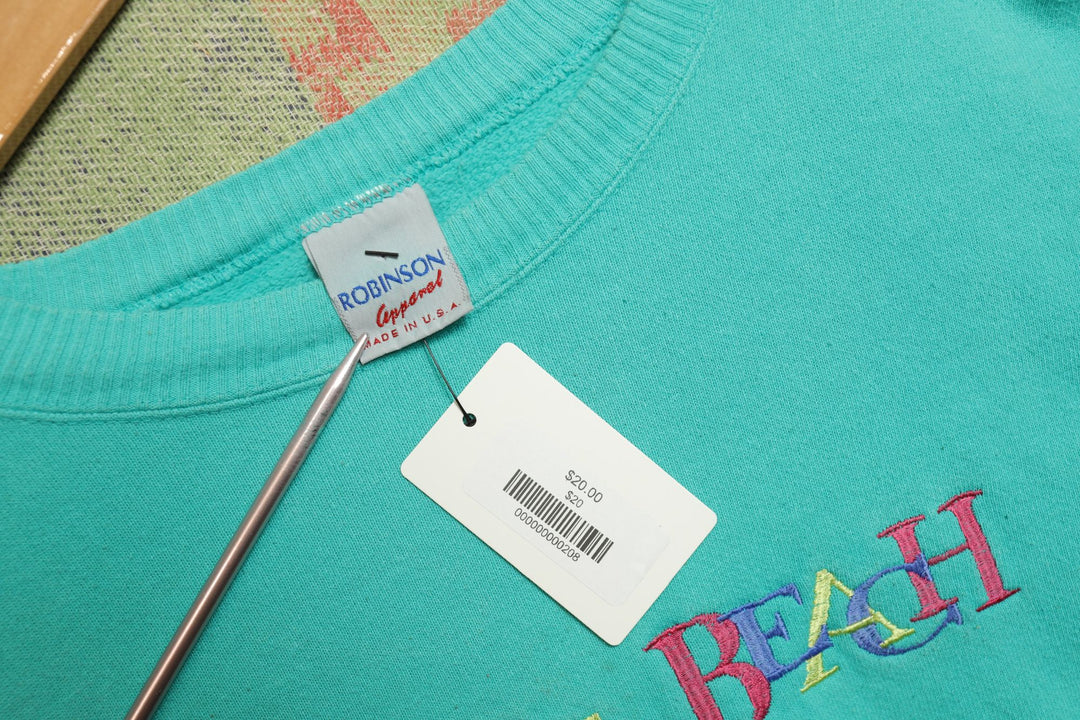 Myrtle Beach Vintage Embroidered Teal Sweatshirt 90s XXL