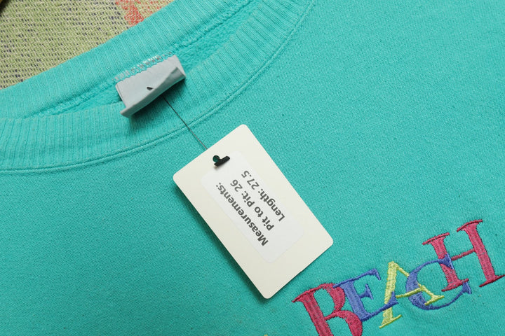Myrtle Beach Vintage Embroidered Teal Sweatshirt 90s XXL