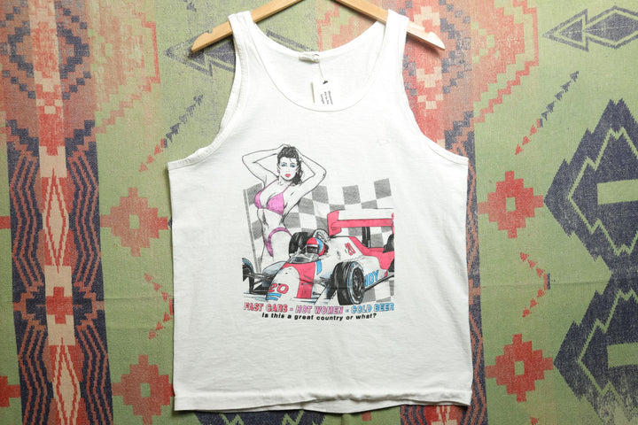 Fast Cars Hot Women Vintage Tank Top Medium 90s