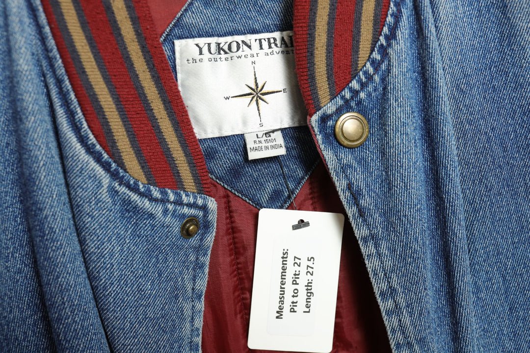Yukon Trail Vintage Denim Varsity Jacket 90s Large