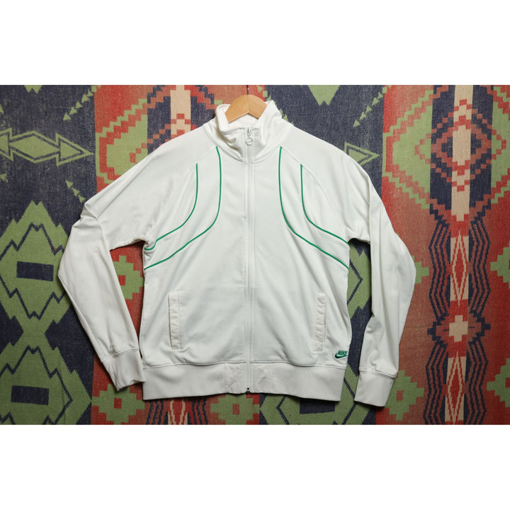 Nike Vintage Green and White Track Jacket Large 2000s
