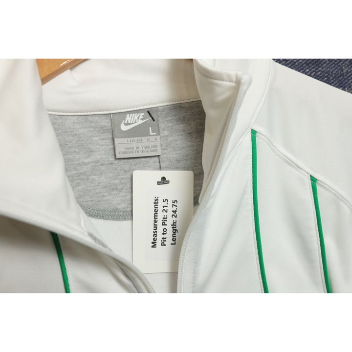 Nike Vintage Green and White Track Jacket Large 2000s