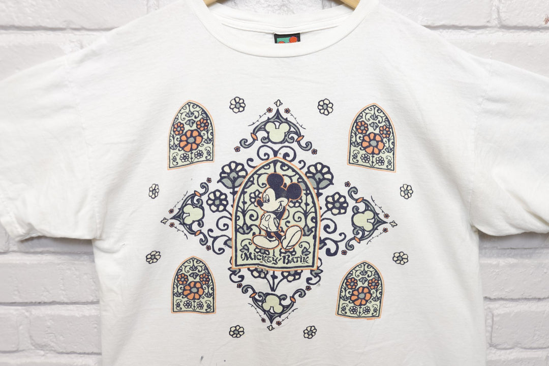 Disney Vintage Mickey Batik T Shirt 90s Large