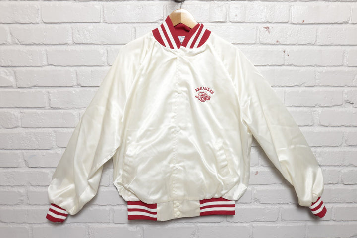 University of Arkansas Vintage Satin Jacket Large 80s