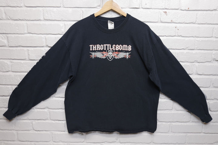 Throttle Bomb Vintage Metal Band LS T Shirt 2000s XL