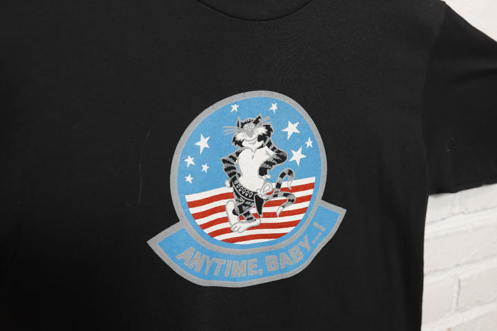 F14 Tomcat Anytime Baby Vintage T Shirt Large 80s