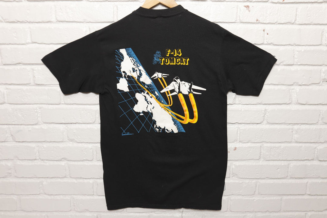 F14 Tomcat Anytime Baby Vintage T Shirt Large 80s