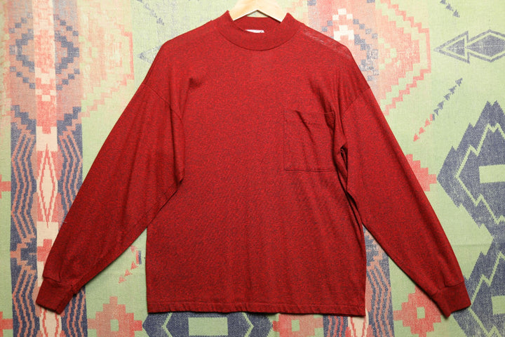 Vintage Red Heather Long Sleeve T Shirt Medium 80s