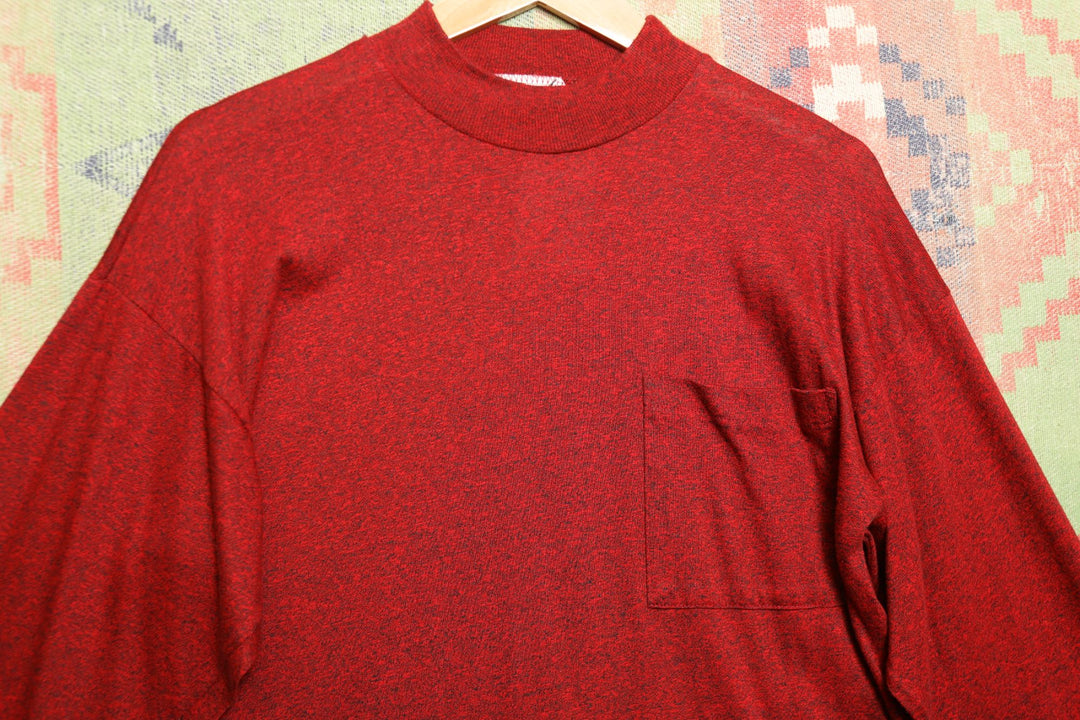 Vintage Red Heather Long Sleeve T Shirt Medium 80s