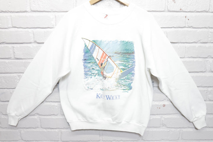 Key West Vintage Surfing  Sweatshirt Large 90s