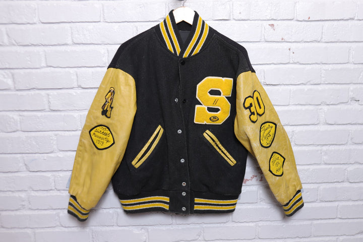 S Patch Vintage Reversible Letterman Jacket 70s Medium