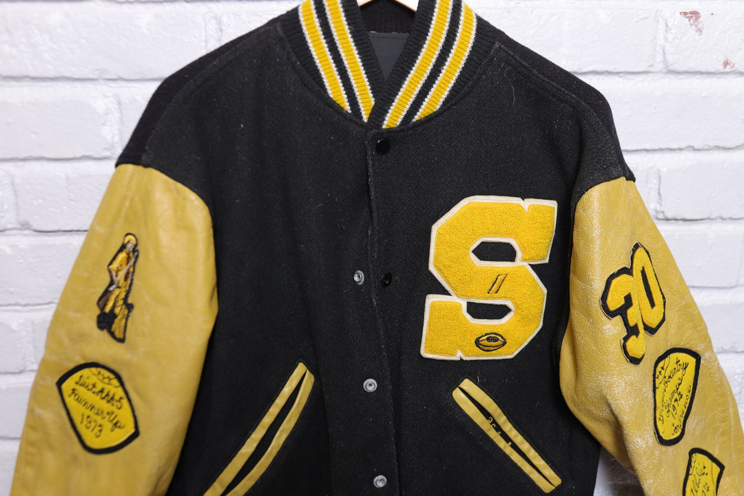 S Patch Vintage Reversible Letterman Jacket 70s Medium