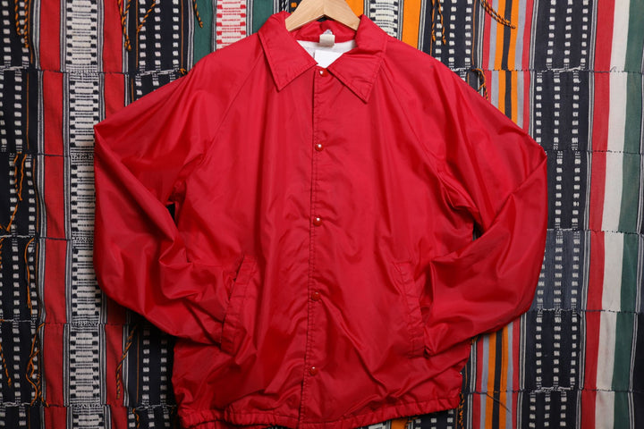Vintage Red Windbreaker Jacket Medium 80s