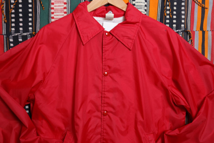 Vintage Red Windbreaker Jacket Medium 80s