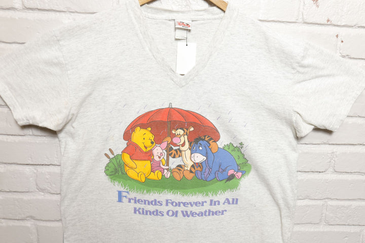 Winnie the Pooh Vintage Disney Friends V Neck T Shirt 2000s XXL