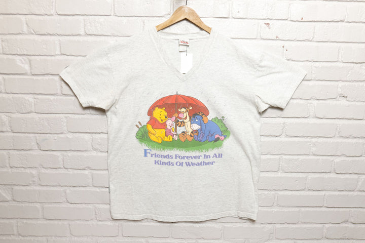 Winnie the Pooh Vintage Disney Friends V Neck T Shirt 2000s XXL