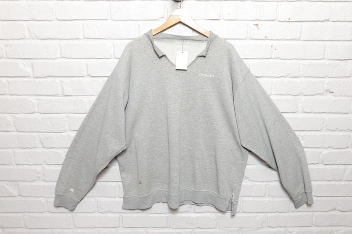 Carhartt Vintage Grey V Neck Sweatshirt 2000s XL