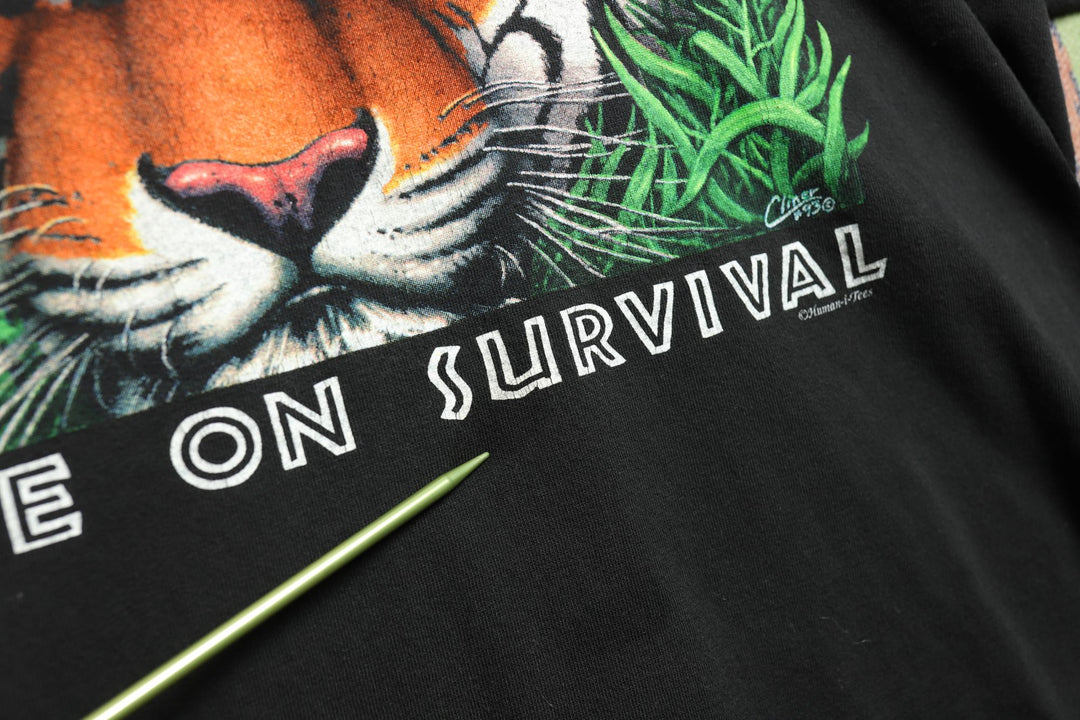 Tiger Eye on Survival Humanitees Vintage T Shirt Medium 90s