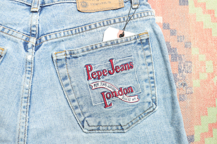 Pepe Jeans Vintage Embroidered Denim Shorts 90s 31