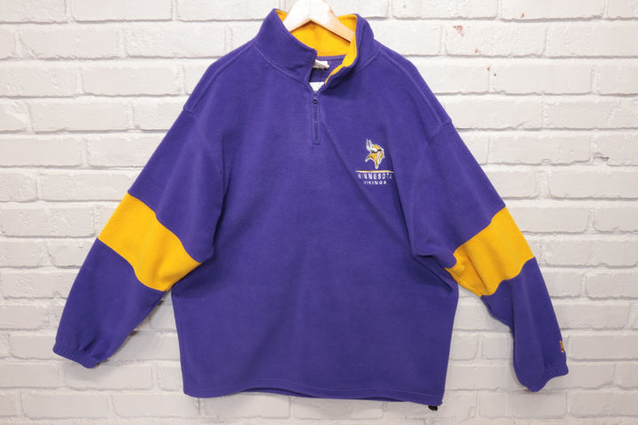 2000s Vintage Minnesota Vikings Fleece Quarter Zip Sweatshirt Size XL