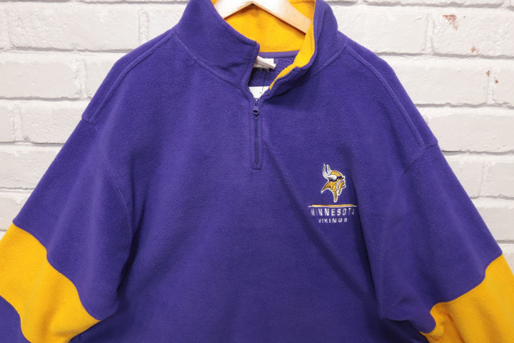 2000s Vintage Minnesota Vikings Fleece Quarter Zip Sweatshirt Size XL