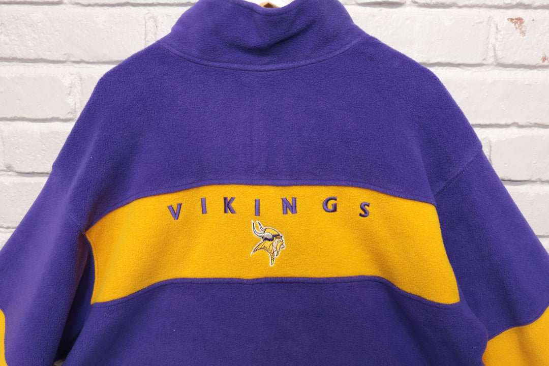 2000s Vintage Minnesota Vikings Fleece Quarter Zip Sweatshirt Size XL