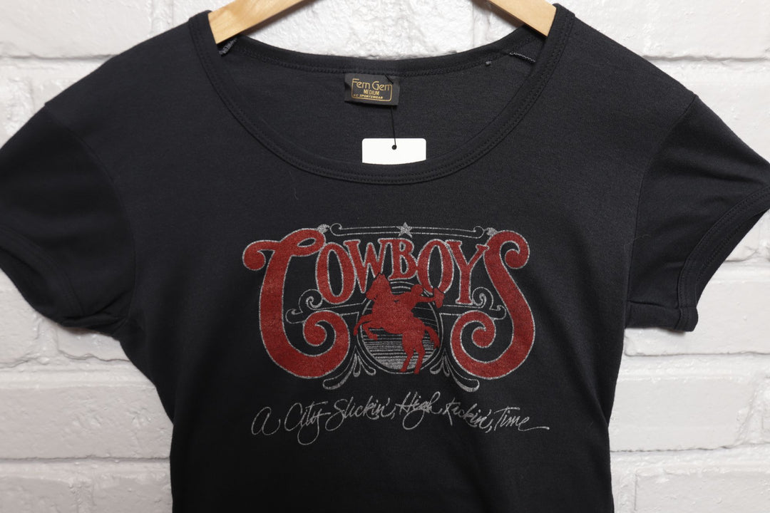 Cowboys Western Bar Vintage Womens T Shirt 70s Medium