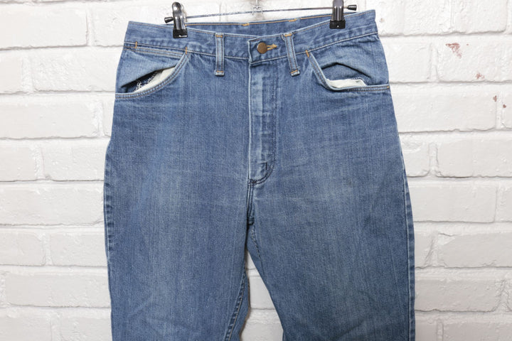70s Vintage Wrangler Medium Wash Flare Jeans Size 32/30