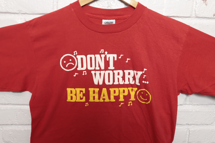90s Vintage Don't Worry Be Happy T Shirt Size XL