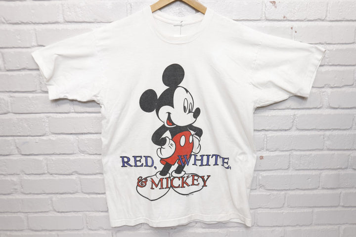Red White and Mickey Mouse Vintage T Shirt XL 90s