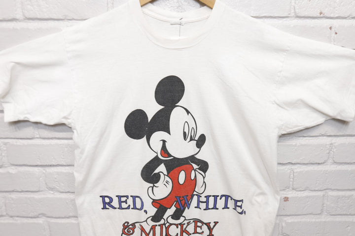Red White and Mickey Mouse Vintage T Shirt XL 90s