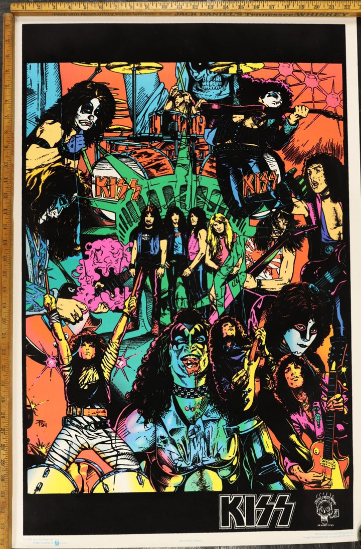 90s Vintage KISS Comics Flocked Blacklight Poster