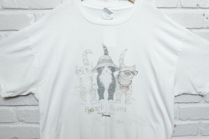 Beach Bums Vintage Distressed Cats T Shirt 2000s XL