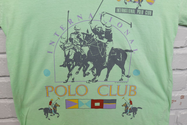 International Polo Club Vintage Green T Shirt 80s Large