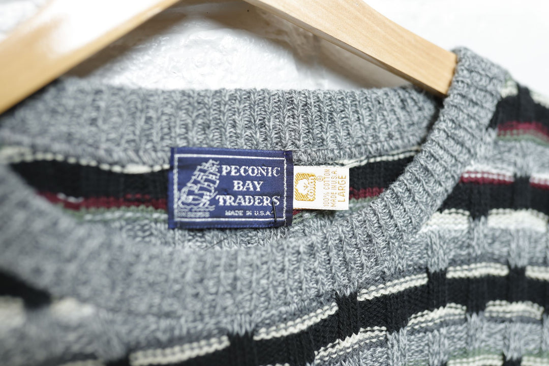 Peconic Bay Traders Vintage Striped Sweater Large 90s